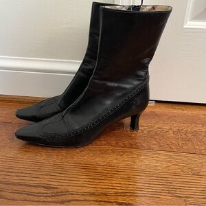 Burberry Vintage Black Bootie Pointed Toe Pup Heel Size EU 40 US 8